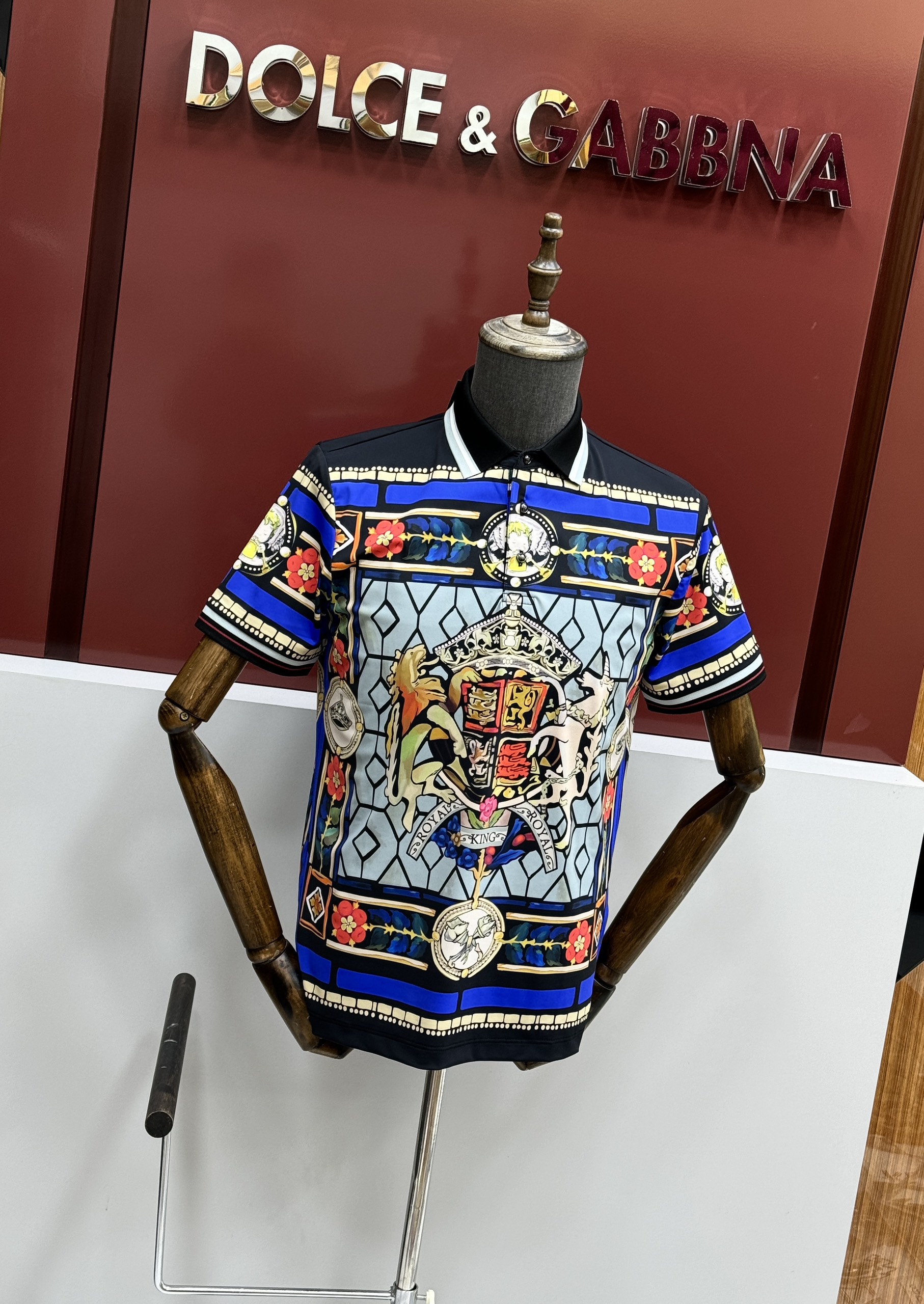 Áo polo Dolce Gabbana DG Đen họa tiết luxury phối Xanh dương Like Auth 1-1 on web CD